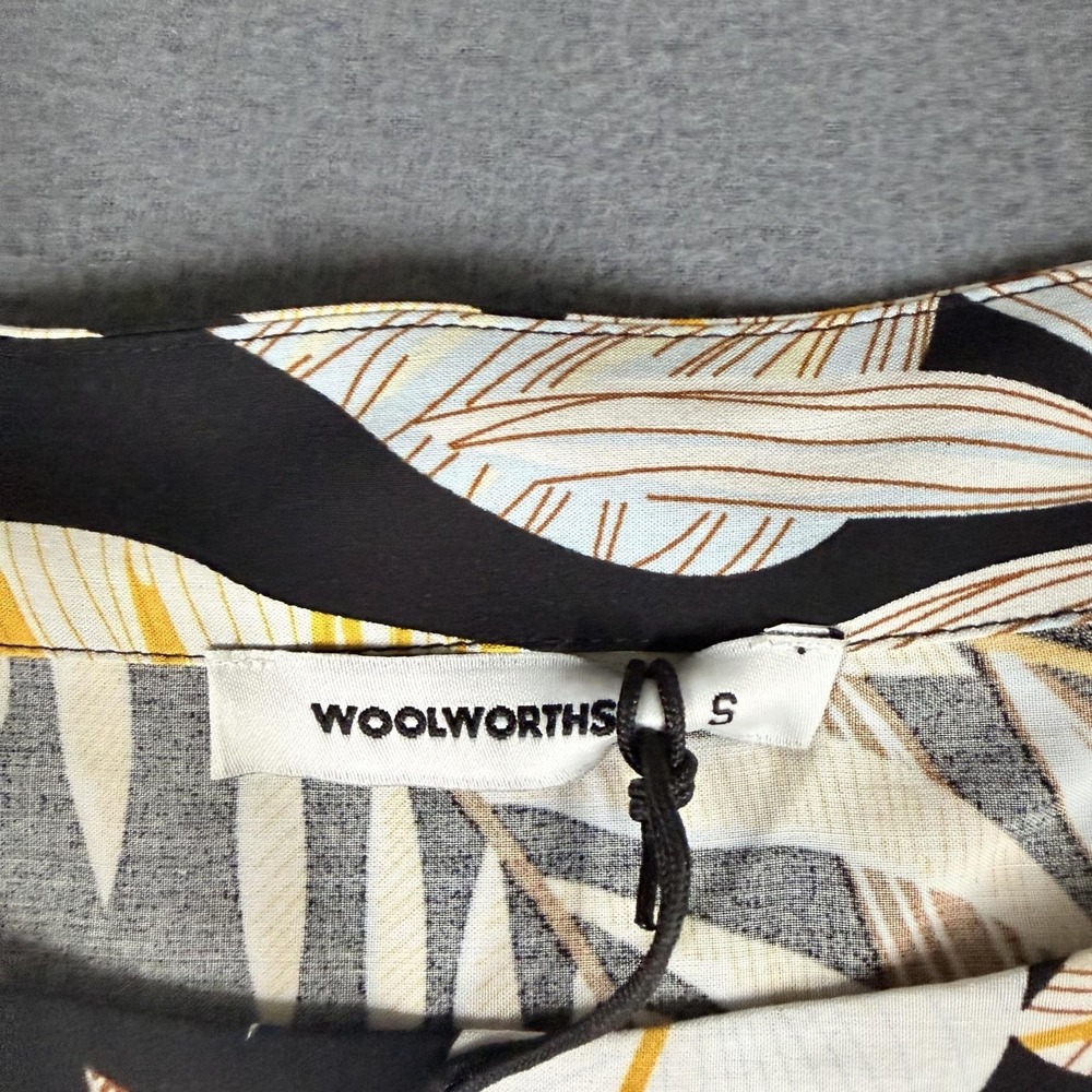 Woolworths T-Shirt Dress Womens Small Black Tropical Leaf Print Knee Length - Picture 4 of 13